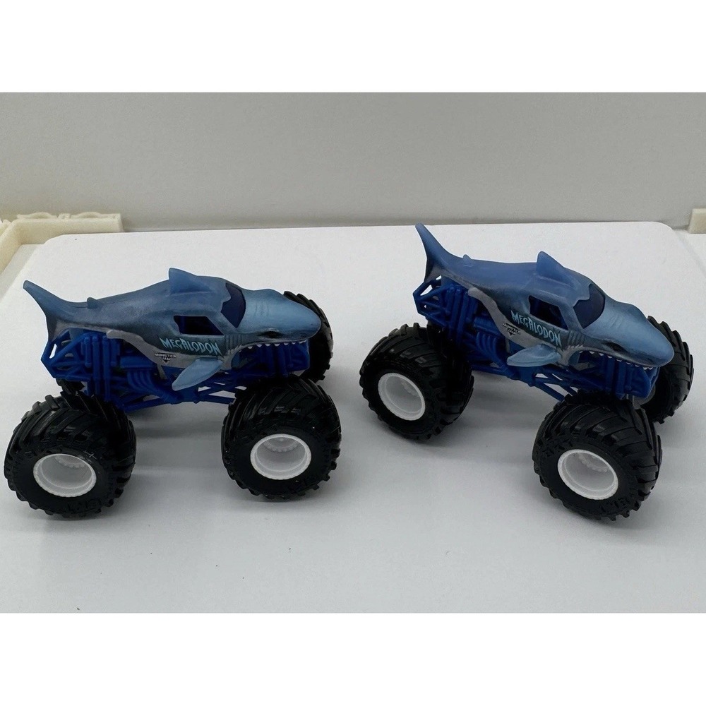 Monster Jam Megalodon 1:64 Diecast Shark Truck Lot Of 2 Blue‎